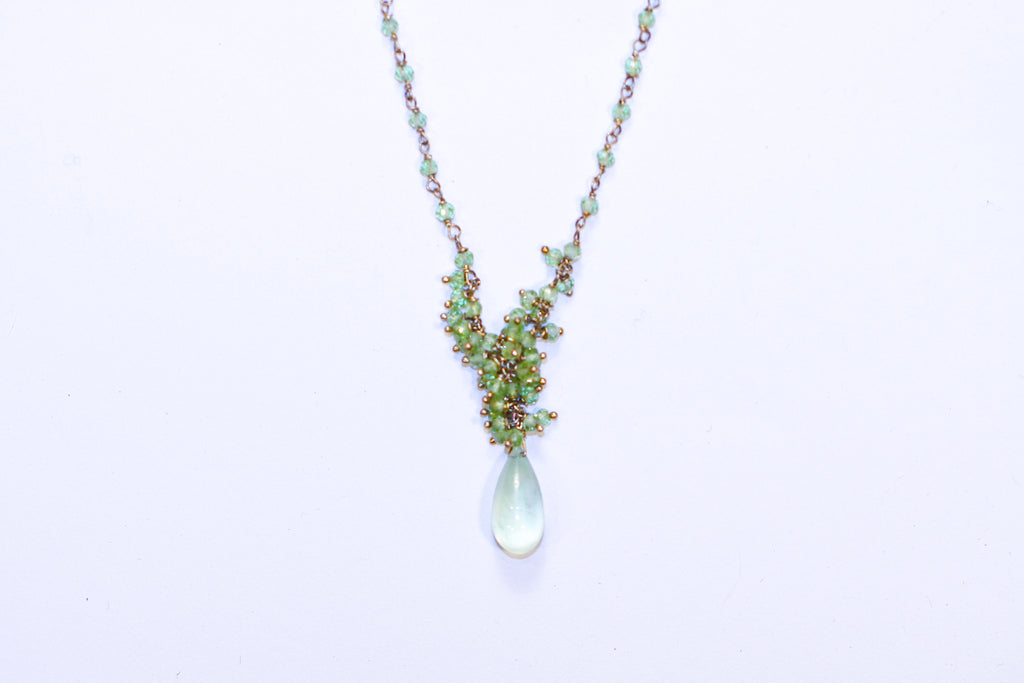 clustered peridot prehnite on sterling vermeil - n032