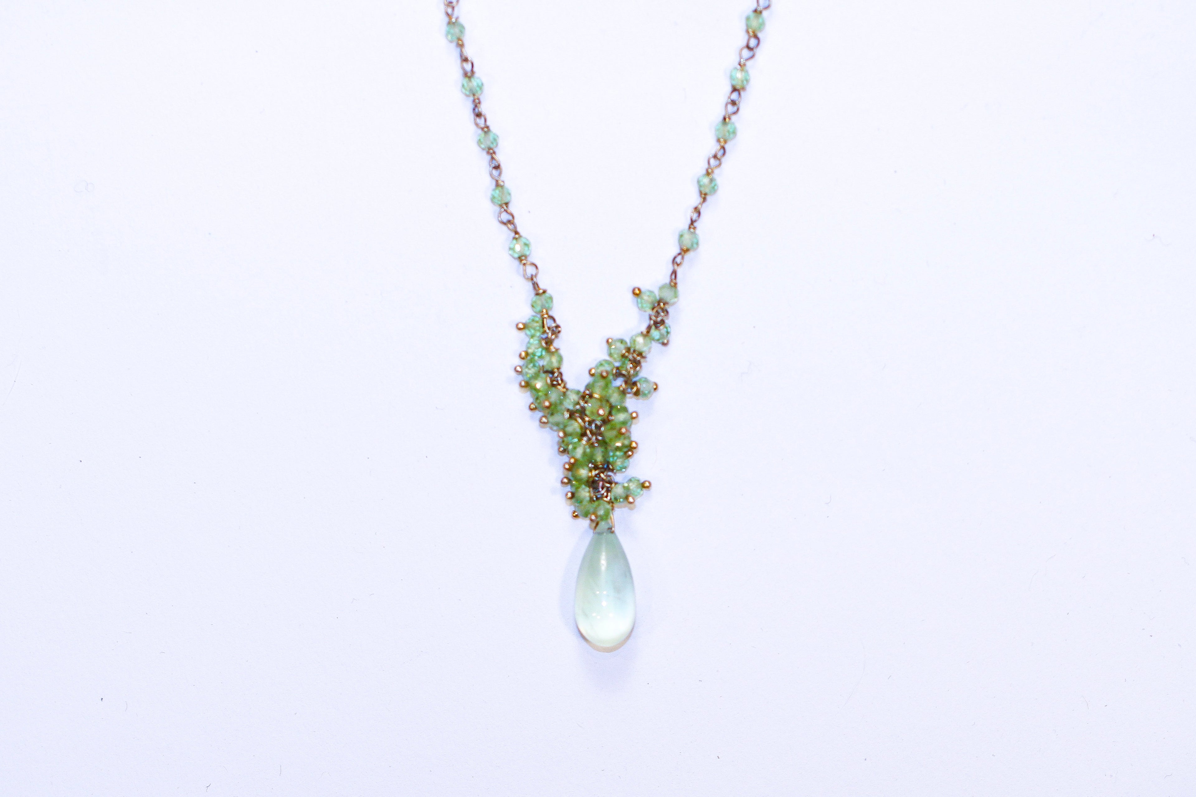 clustered peridot prehnite on sterling vermeil - n032