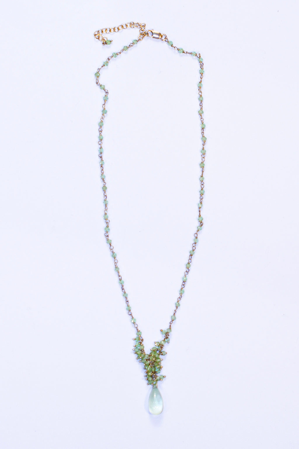 clustered peridot prehnite on sterling vermeil - n032