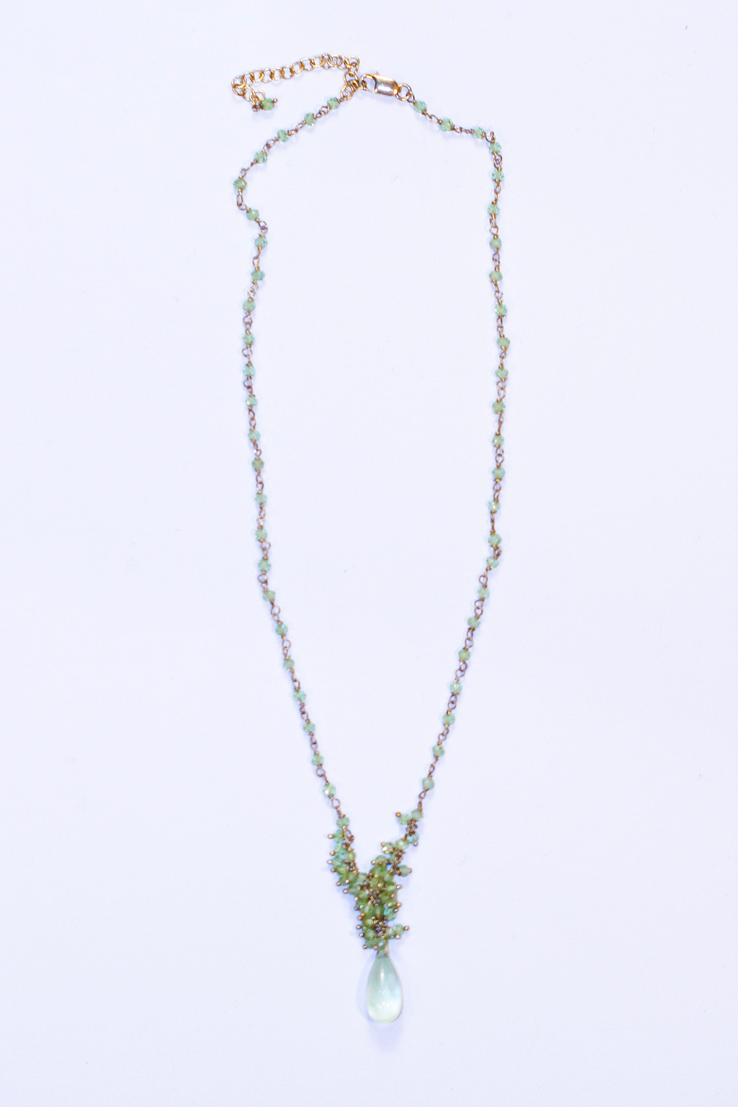 clustered peridot prehnite on sterling vermeil - n032