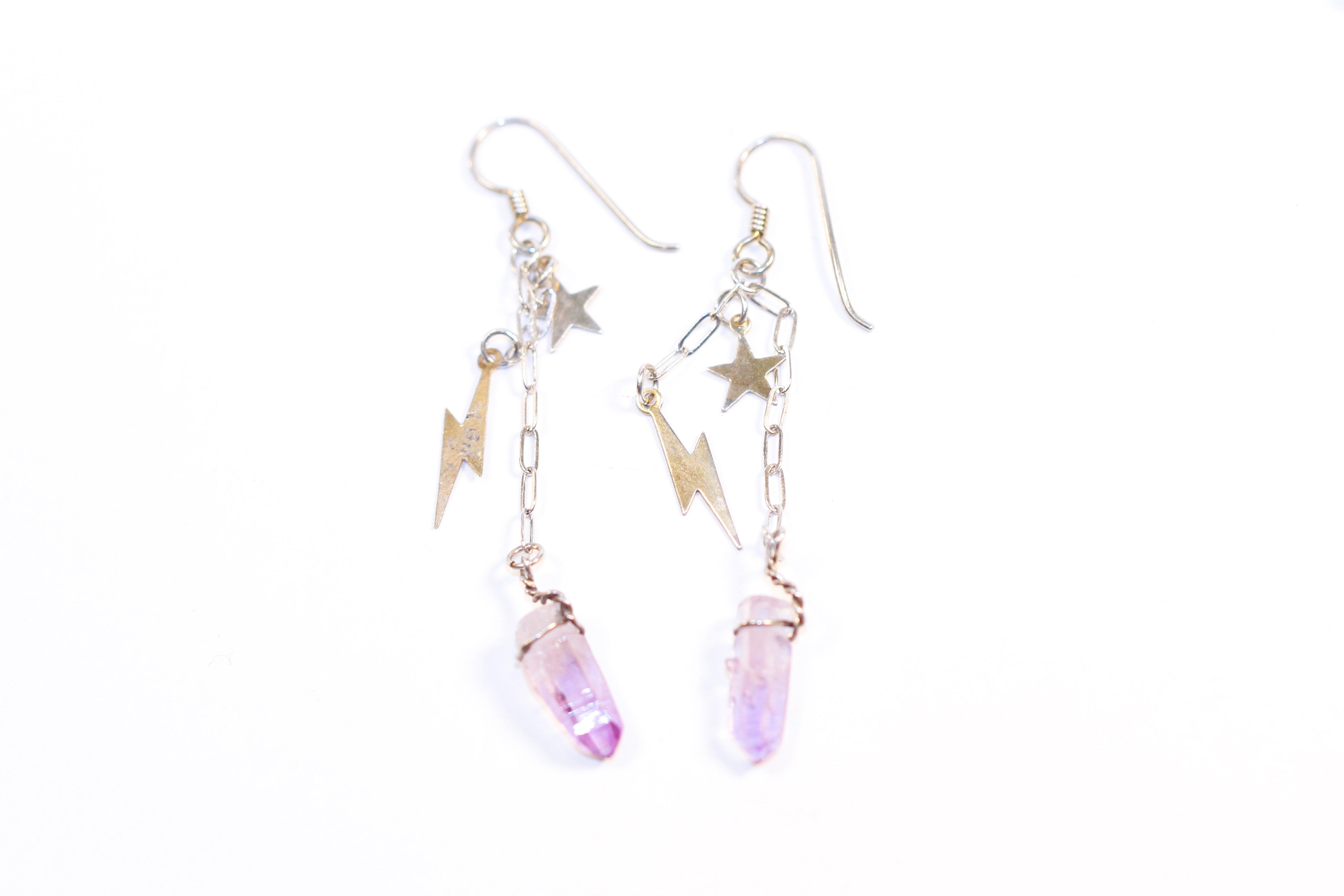 lightning bolt stars hook earring - e032