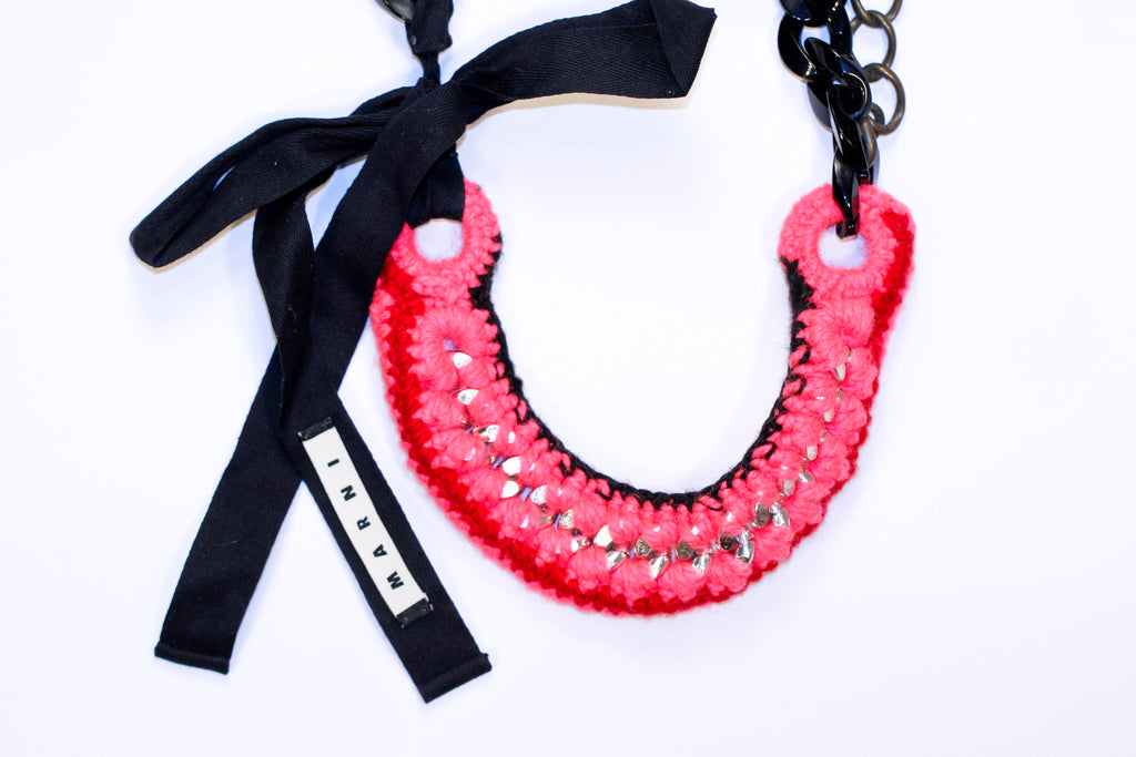 marni fabric bow double chain - n017