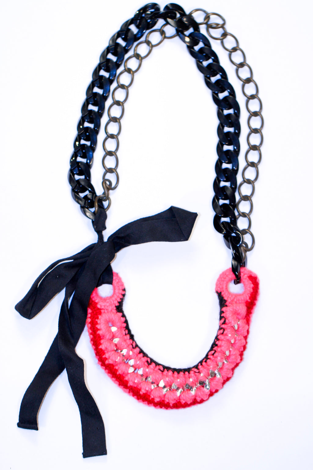 marni fabric bow double chain - n017