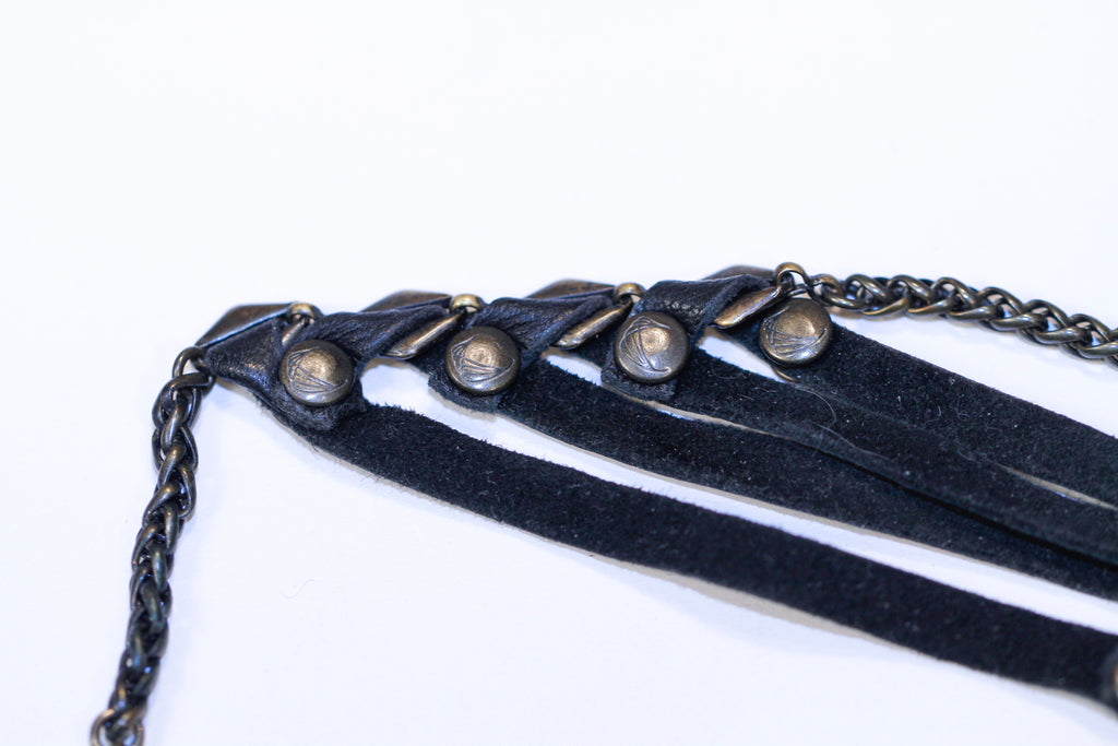 bliss lau brown leather choker - n029