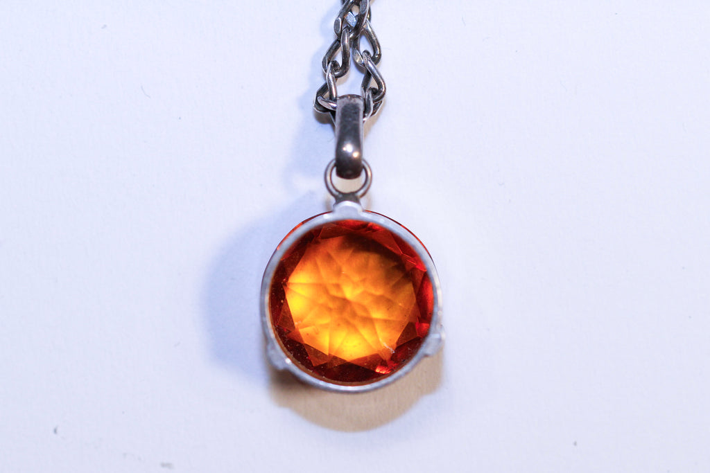 golden citrine pendant necklace - n031