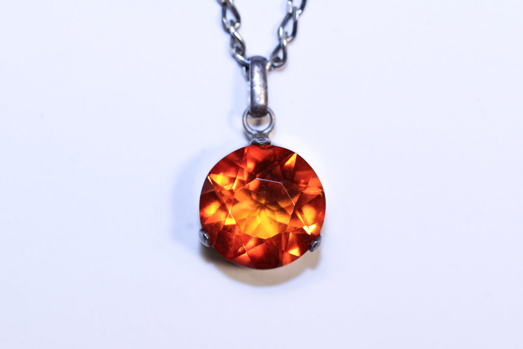 golden citrine pendant necklace - n031