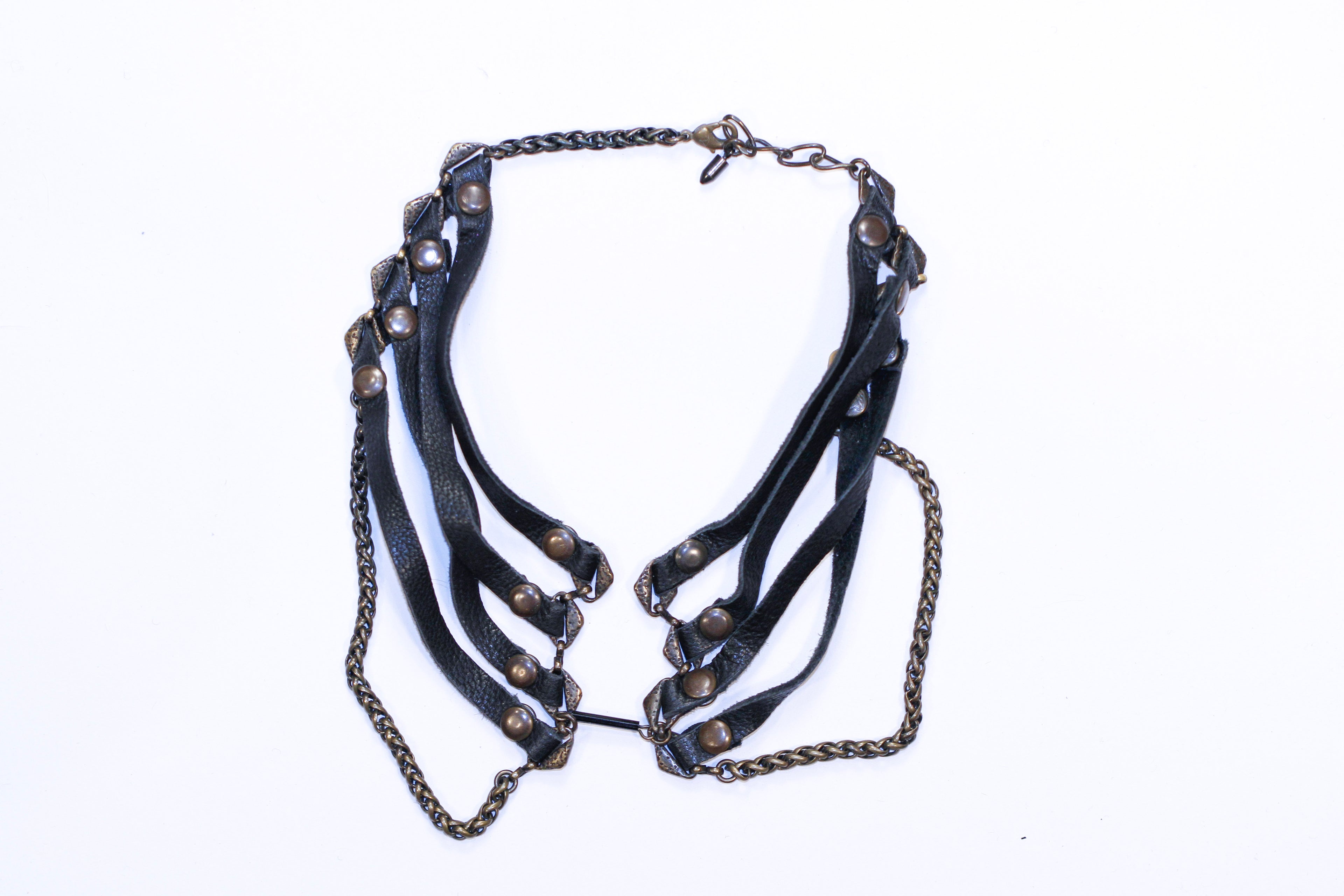 bliss lau brown leather choker - n029