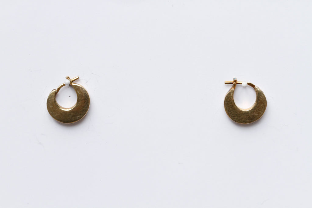 Tiny Gold Vermeil Crescent Earrings - E026