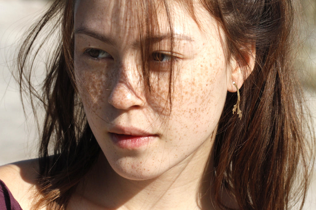 10k gold leaves earrings - E002