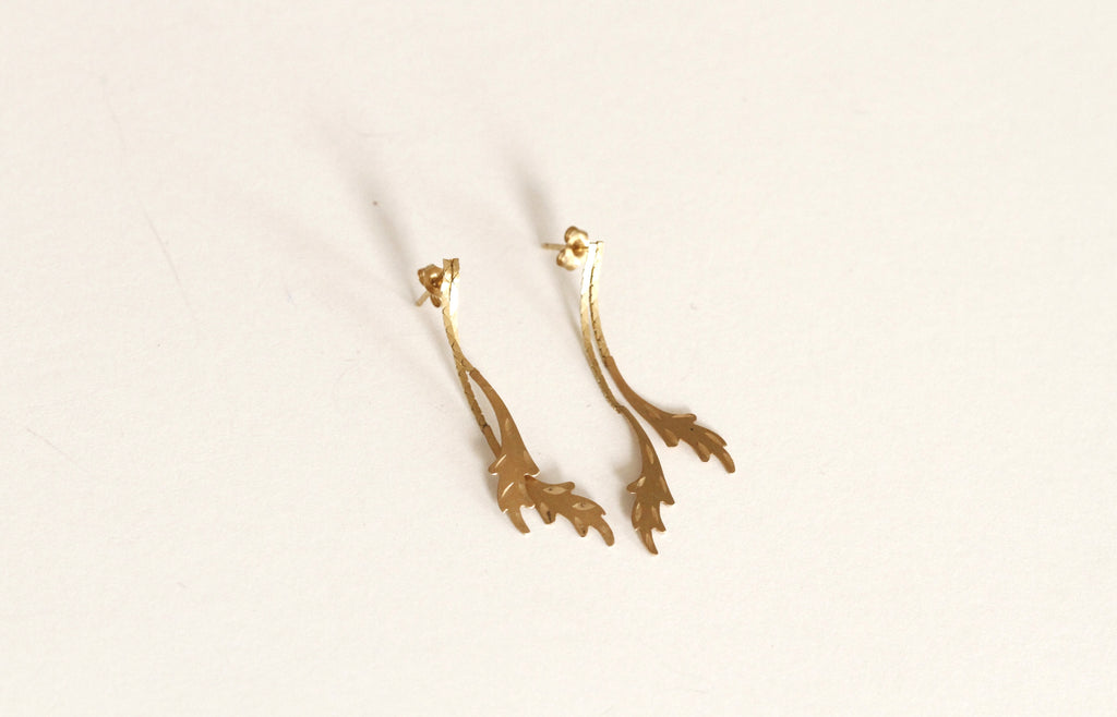 10k gold leaves earrings - E002