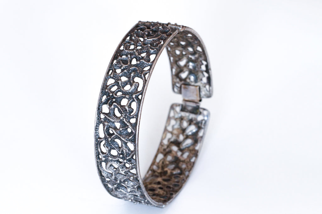 robert larin canadian brutalist oxidized silver choker - n002