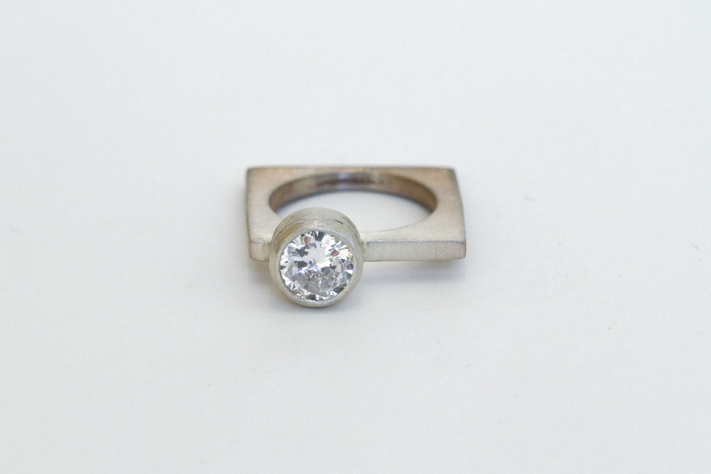 brushed silver square - r033