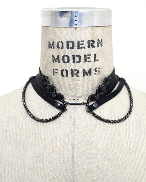 bliss lau brown leather choker - n029